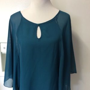 Behave teal chiffon tunic, full body tank